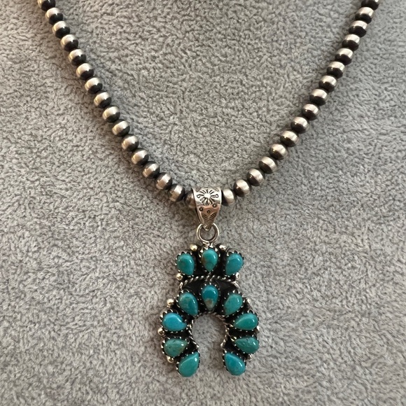 ❤️ Kingman Robins Egg Blue Turquoise Sterling STATEMENT NAJA Pendant 10.8G / 2”L - Picture 4 of 12